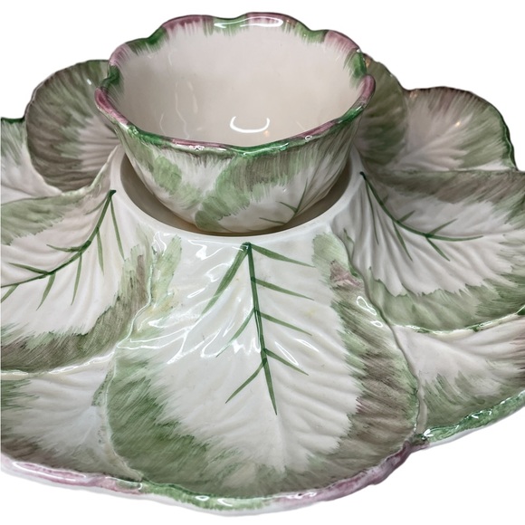 Pottery Barn Ceramic Cabbage Serving Platter with Dip Bowl Made in Japan - Picture 7 of 10